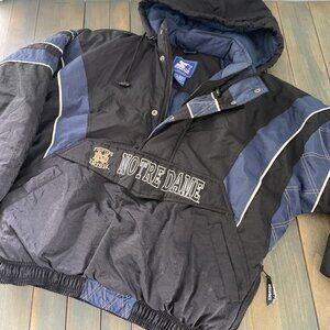 Vintage 90s Starter Notre Dame Fighting Irish NCAA Quarter Zip Coat Large (IN)